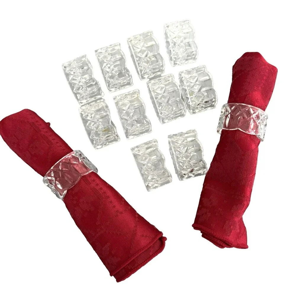 Vtg Gorham King Edwards Full Lead Crystal Napkin Rings Set of 12 Lot 3 Boxes
